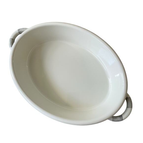 MacKenzie Childs Sterling Check Medium Oval Gratin Baking Dish Enamel Retired - Picture 2 of 16